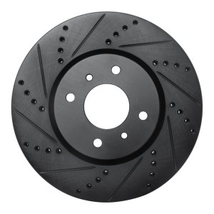 Nissan Sentra Brake Rotor (1) - Front Left - R1 Concepts - Drilled & Slotted - Black - `04-`06